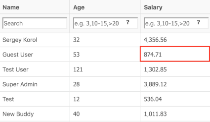 example for filtering