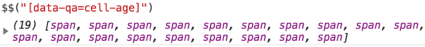 example, for Age column values retrieval